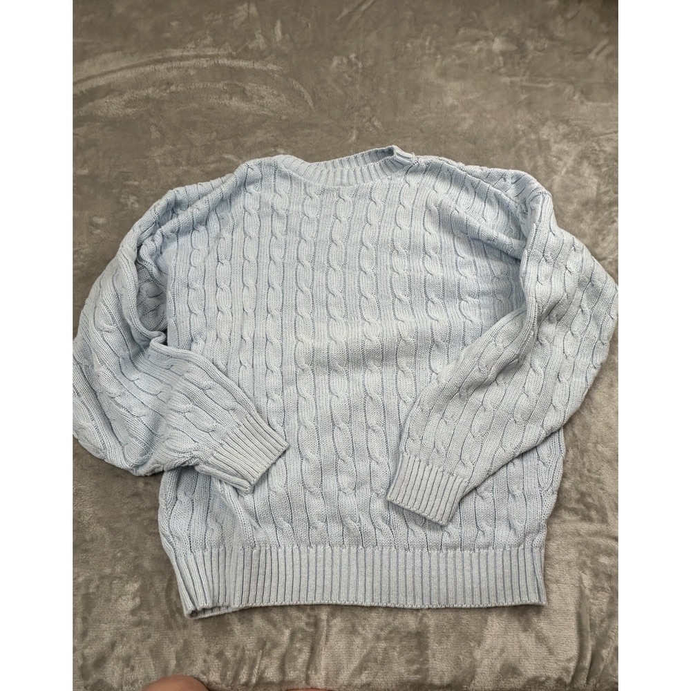 Vintage American Crew Club Sweater Size Large blue 90's Made In USA cable knit